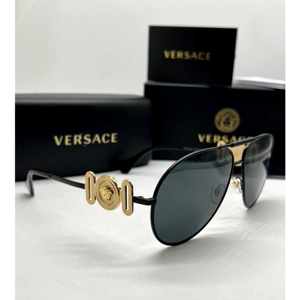 NEW Versace VE4446 Black Mask Shield Sunglasses